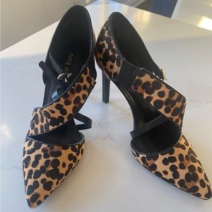 Nine West leopard print black heels